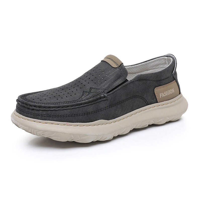 Summer men's net shoes, anti-slip cowhide soft soles, breathable mesh upper, middle-aged and elderly dad shoes, old Beijing cloth shoes, mesh upper shoes for men