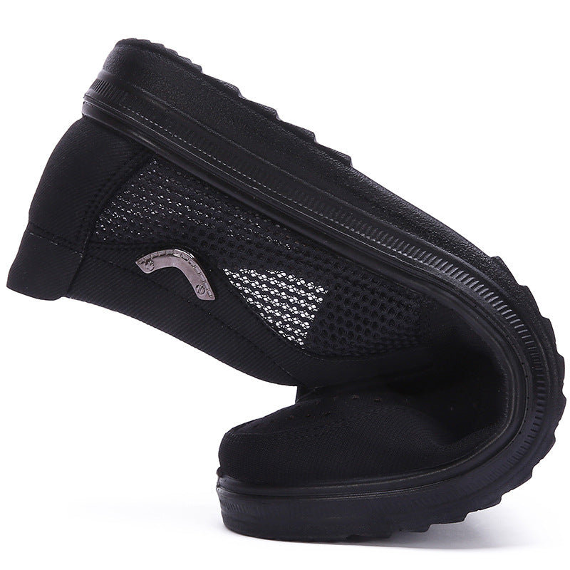 New style of old Beijing cloth shoes, men's casual single shoes with mesh surface, breathable, soft sole and comfortable mesh surface, dad shoes