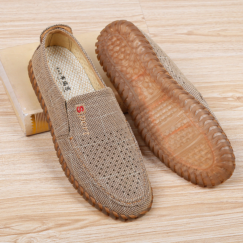 Old Beijing cloth shoes, men's shoes, summer dad shoes, men's light and comfortable, soft-soled, breathable, casual shoes, men's pulled-up mesh shoes