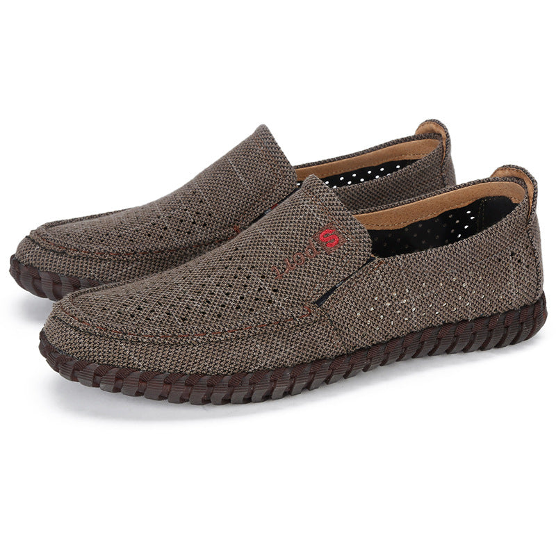 Old Beijing cloth shoes, men's shoes, summer dad shoes, men's light and comfortable, soft-soled, breathable, casual shoes, men's pulled-up mesh shoes