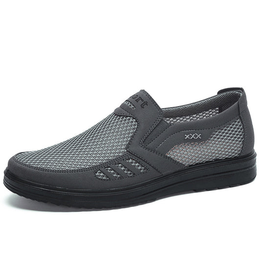 Summer men's net shoes, old Beijing cloth shoes, light and casual, soft-soled, elderly father shoes, one-foot casual men's shoes