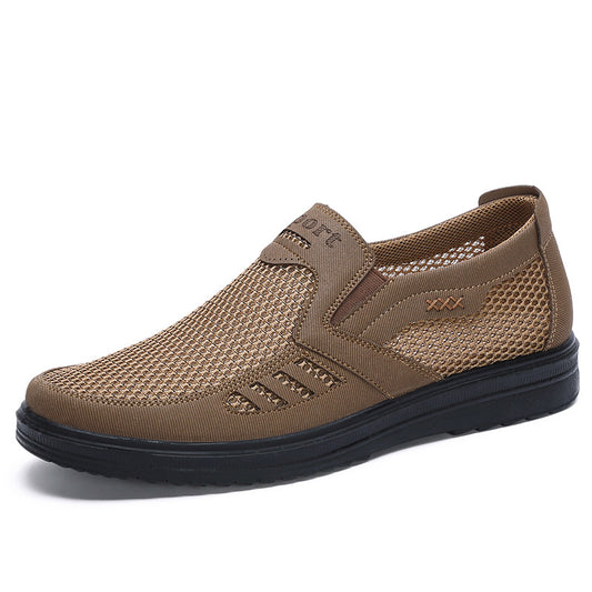 Summer men's net shoes, old Beijing cloth shoes, light and casual, soft-soled, elderly father shoes, one-foot casual men's shoes