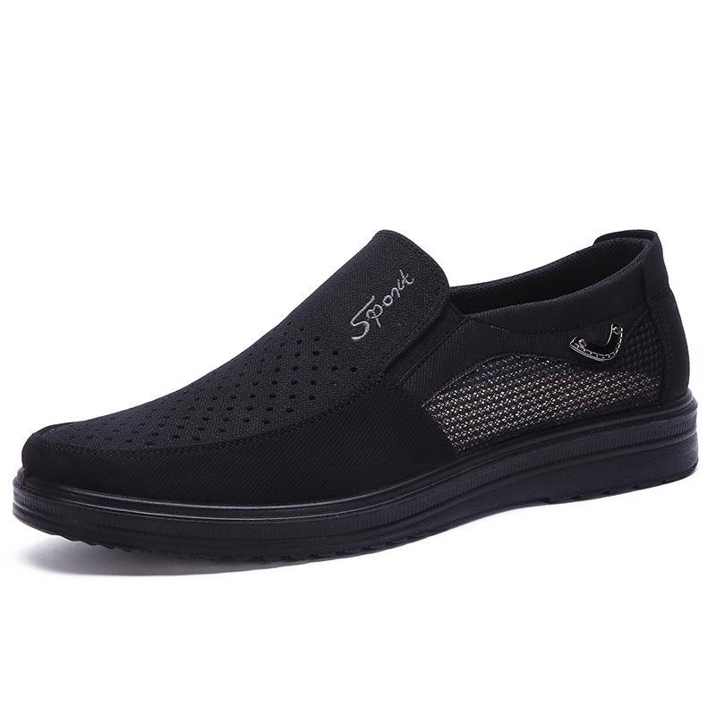 New style of old Beijing cloth shoes, men's casual single shoes with mesh surface, breathable, soft sole and comfortable mesh surface, dad shoes