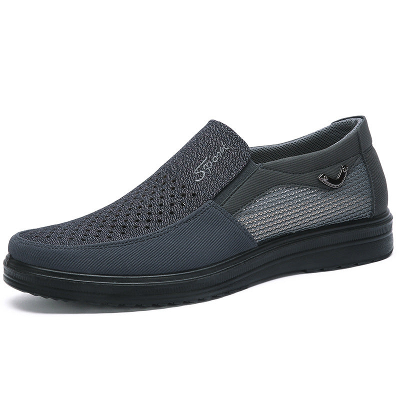 New style of old Beijing cloth shoes, men's casual single shoes with mesh surface, breathable, soft sole and comfortable mesh surface, dad shoes