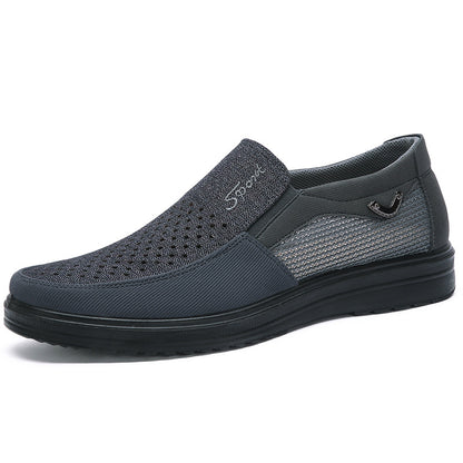 New style of old Beijing cloth shoes, men's casual single shoes with mesh surface, breathable, soft sole and comfortable mesh surface, dad shoes