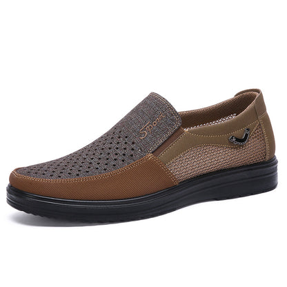 New style of old Beijing cloth shoes, men's casual single shoes with mesh surface, breathable, soft sole and comfortable mesh surface, dad shoes