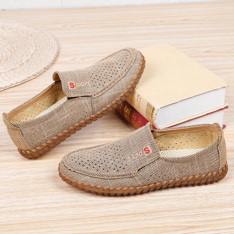 Old Beijing cloth shoes, men's shoes, summer dad shoes, men's light and comfortable, soft-soled, breathable, casual shoes, men's pulled-up mesh shoes