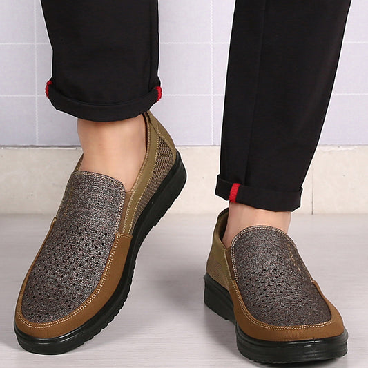 New style of old Beijing cloth shoes, men's casual single shoes with mesh surface, breathable, soft sole and comfortable mesh surface, dad shoes