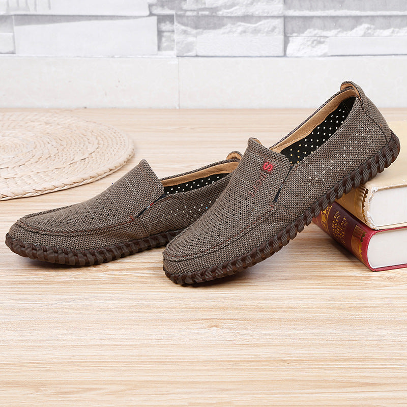 Old Beijing cloth shoes, men's shoes, summer dad shoes, men's light and comfortable, soft-soled, breathable, casual shoes, men's pulled-up mesh shoes