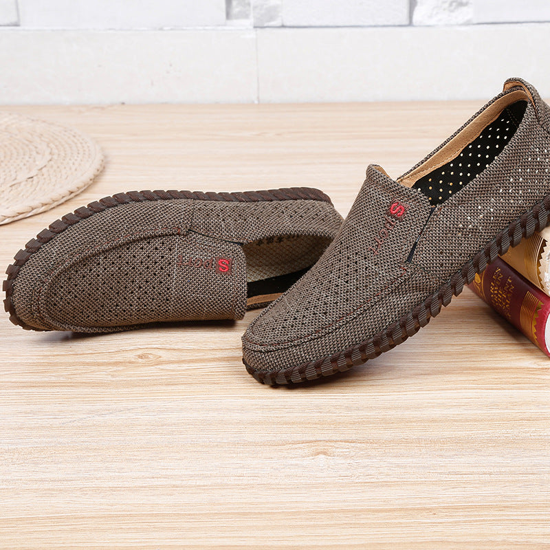 Old Beijing cloth shoes, men's shoes, summer dad shoes, men's light and comfortable, soft-soled, breathable, casual shoes, men's pulled-up mesh shoes